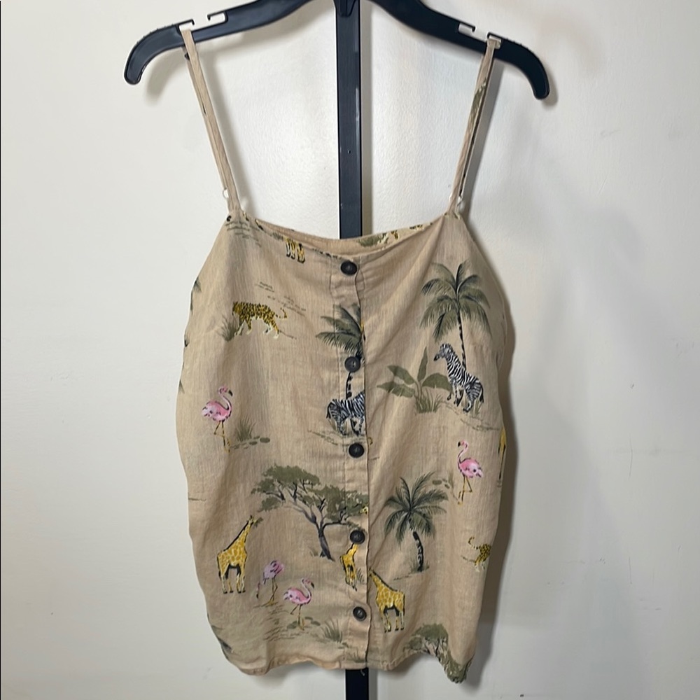 Old Navy Tan Tropical Print Top